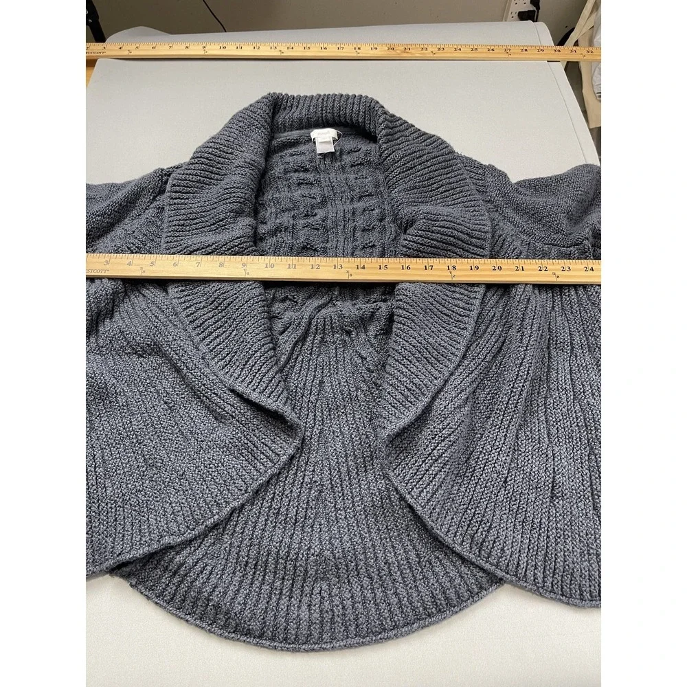 Pure‎ Jill Womens S Cable Knit 100% Cotton Open Drape Cardigan Sweater Gray